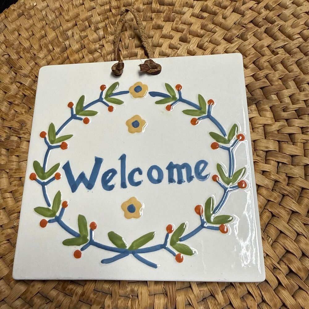 Vintage "Welcome" hanging tile